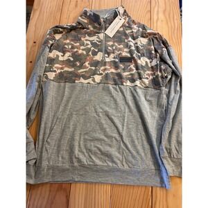 NWT Simply South 1/2 Zip Camo Pullover with Sequined "Blessed" on Back